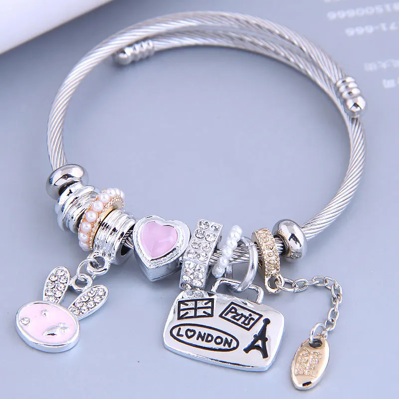 Fashion Stainless Steel Wire Open Fresh and Lovely Love Cartoon Rabbit Bracelet Female
Fashion Stainless Steel Wire Open Fresh and Lovely Love Cartoon Rabbit Bracelet Female