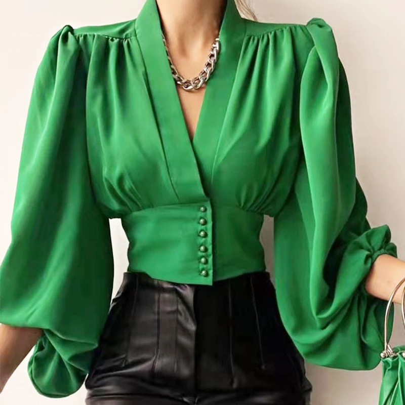 Single Breasted Office Lady Fashion Blouse 2023 V-neck Lantern Long Sleeve Shirt Casual High Waist Slim Short Tops Elegant 27964
Single Breasted Office Lady Fashion Blouse 2023 V-neck Lantern Long Sleeve Shirt Casual High Waist Slim Short Tops Elegant 27964