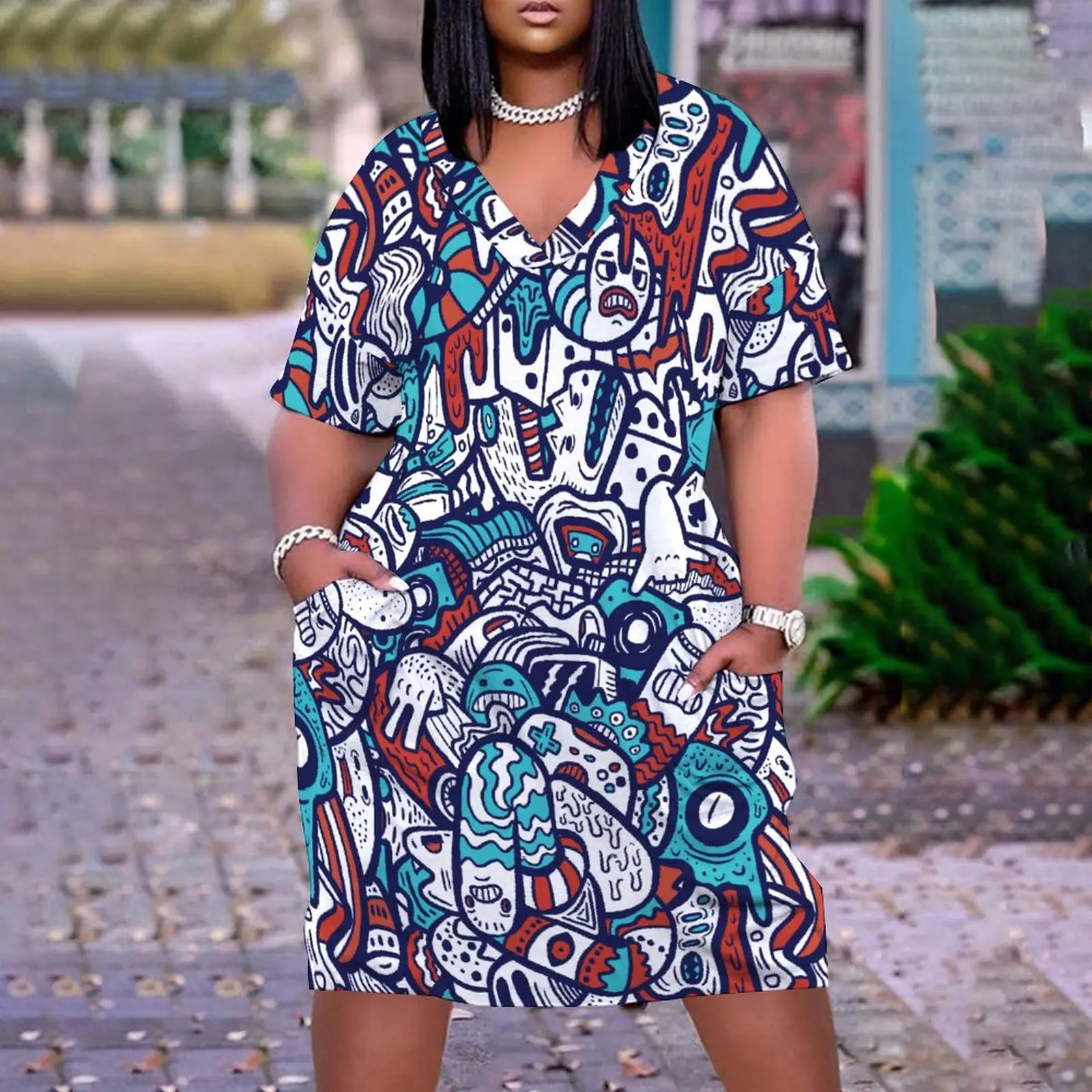 New Spring Summer Sexy Girls Art Oversize Bohemia Abstract 3D Print Women's Clothing V-Neck Dress Loose Dresses Female Clothes
New Spring Summer Sexy Girls Art Oversize Bohemia Abstract 3D Print Women's Clothing V-Neck Dress Loose Dresses Female Clothes