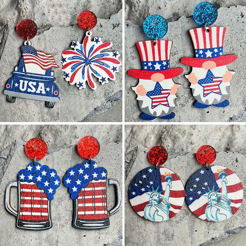 Novelty Independence Day Wooden Earrings Elf Statue of Liberty Festival Women's Jewelry Personalized Fashion Gift for Girls
Novelty Independence Day Wooden Earrings Elf Statue of Liberty Festival Women's Jewelry Personalized Fashion Gift for Girls