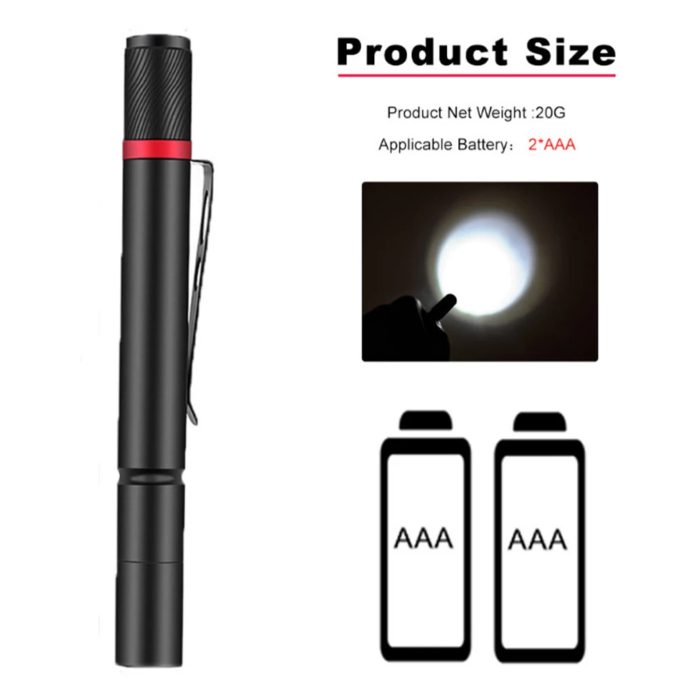 Mini Pen Light LED Flashlight light XPE Lamp Beads Waterproof Torch Night Hiking Light 3 Mode Portable Household flashlight
Mini Pen Light LED Flashlight light XPE Lamp Beads Waterproof Torch Night Hiking Light 3 Mode Portable Household flashlight