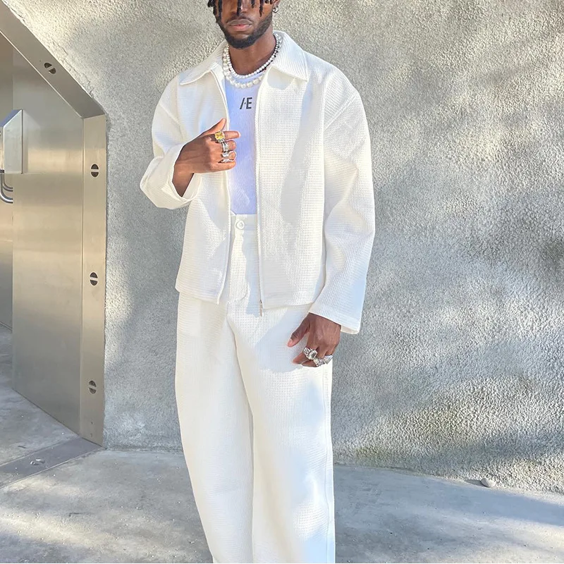Leisure Mens Two Piece Set Fashion Simple Solid Color Long Sleeve Lapel Zipper Tops And Pants Suits Men Trend Streetwear Outfits
Leisure Mens Two Piece Set Fashion Simple Solid Color Long Sleeve Lapel Zipper Tops And Pants Suits Men Trend Streetwear Outfits