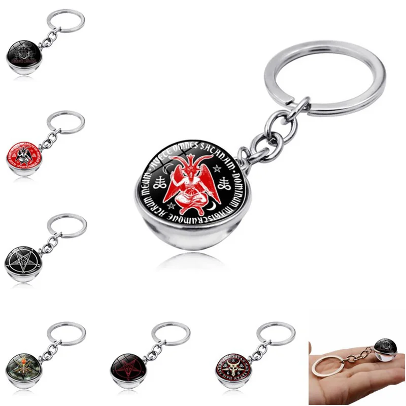 YW GAIRU Gothic Baphomet Devil Satan Double Side Glass Ball Pendant Metal Key Ring Personalised Charms Keychains For Gifts
YW GAIRU Gothic Baphomet Devil Satan Double Side Glass Ball Pendant Metal Key Ring Personalised Charms Keychains For Gifts