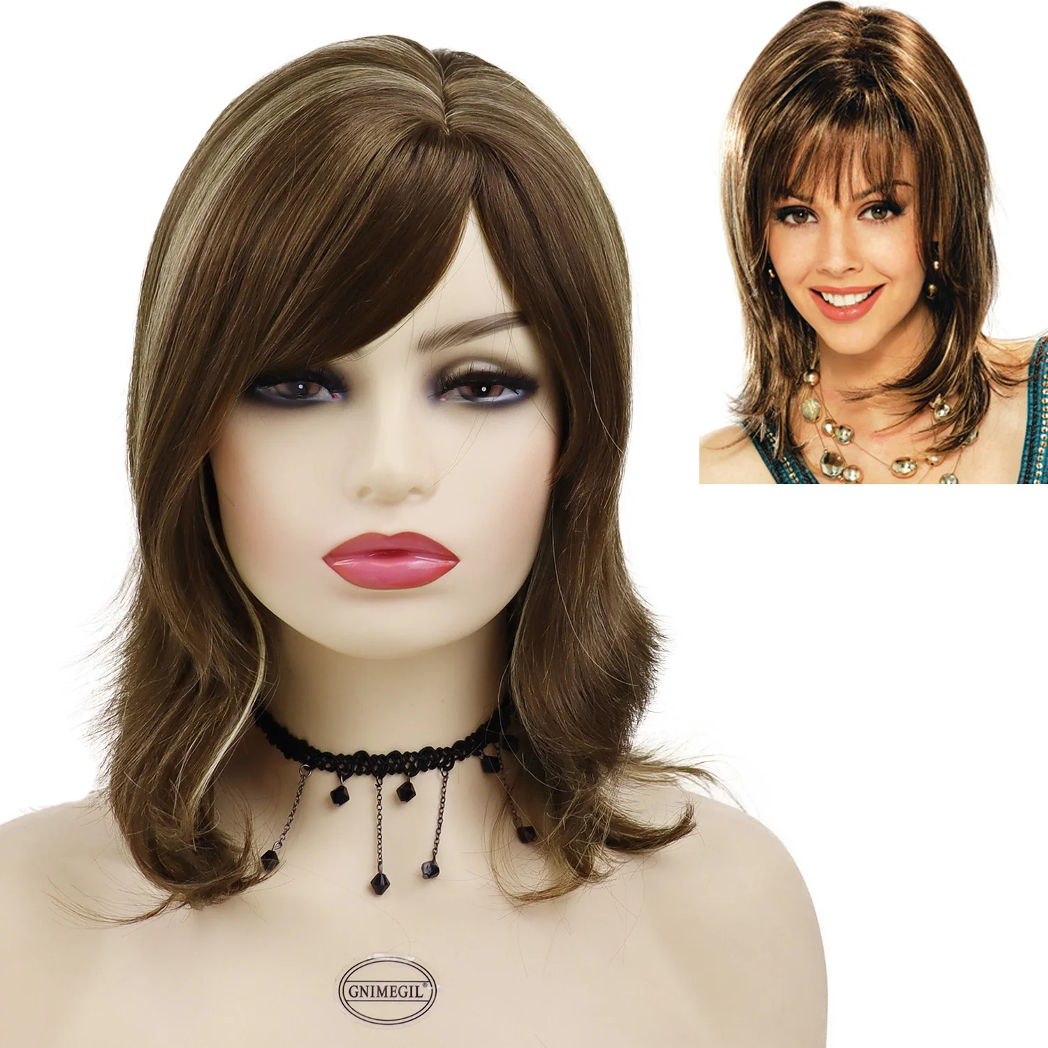 GNIMEGIL Synthetic Regular Wig with Bangs Long Straight Hair Brown Wigs for Women Natural Hairstyle for Lady Mommy Wig Highlight
GNIMEGIL Synthetic Regular Wig with Bangs Long Straight Hair Brown Wigs for Women Natural Hairstyle for Lady Mommy Wig Highlight
