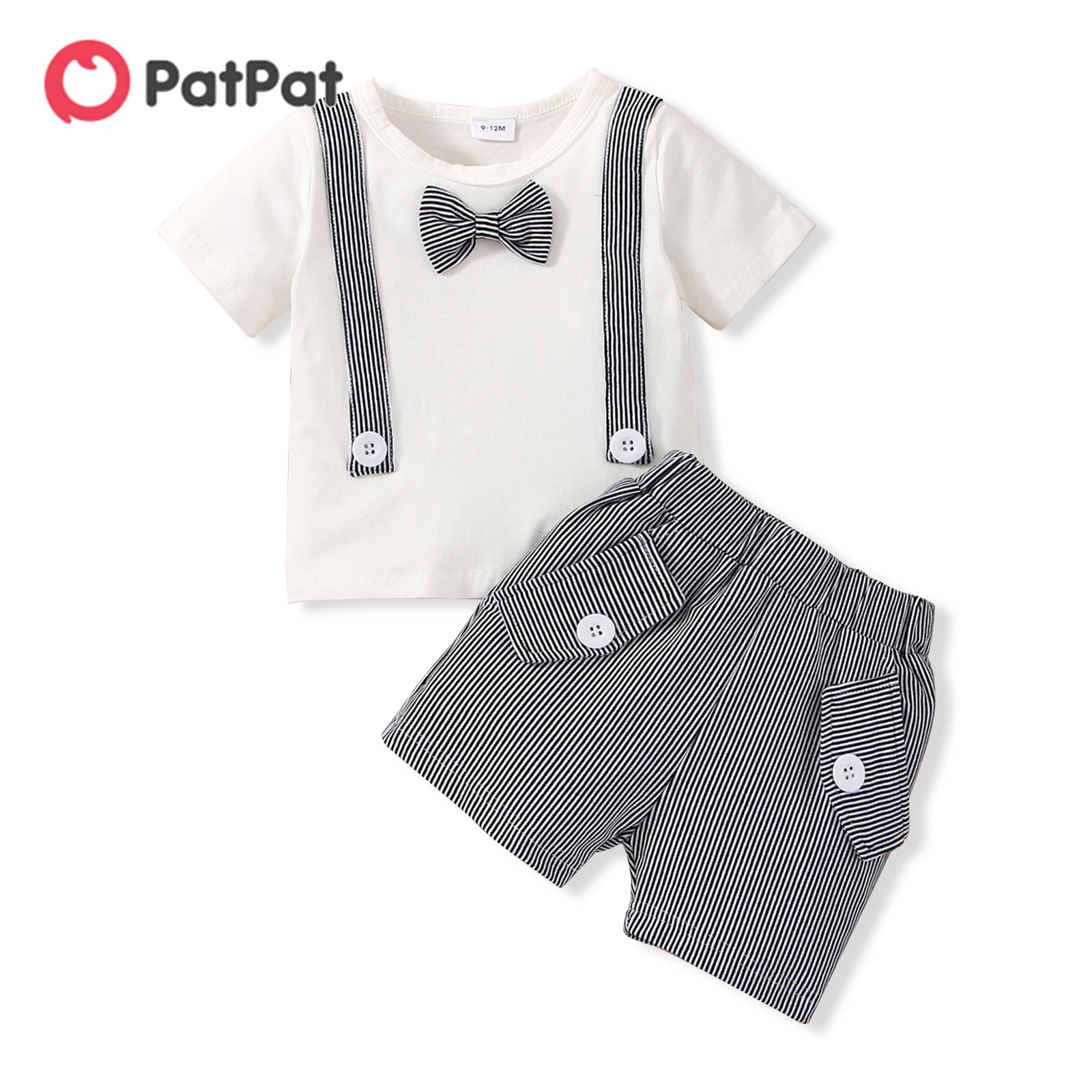 PatPat 2pcs Baby Boy Cotton Short-sleeve Gentleman Bow Tie Tee and Pinstriped Shorts Set
PatPat 2pcs Baby Boy Cotton Short-sleeve Gentleman Bow Tie Tee and Pinstriped Shorts Set