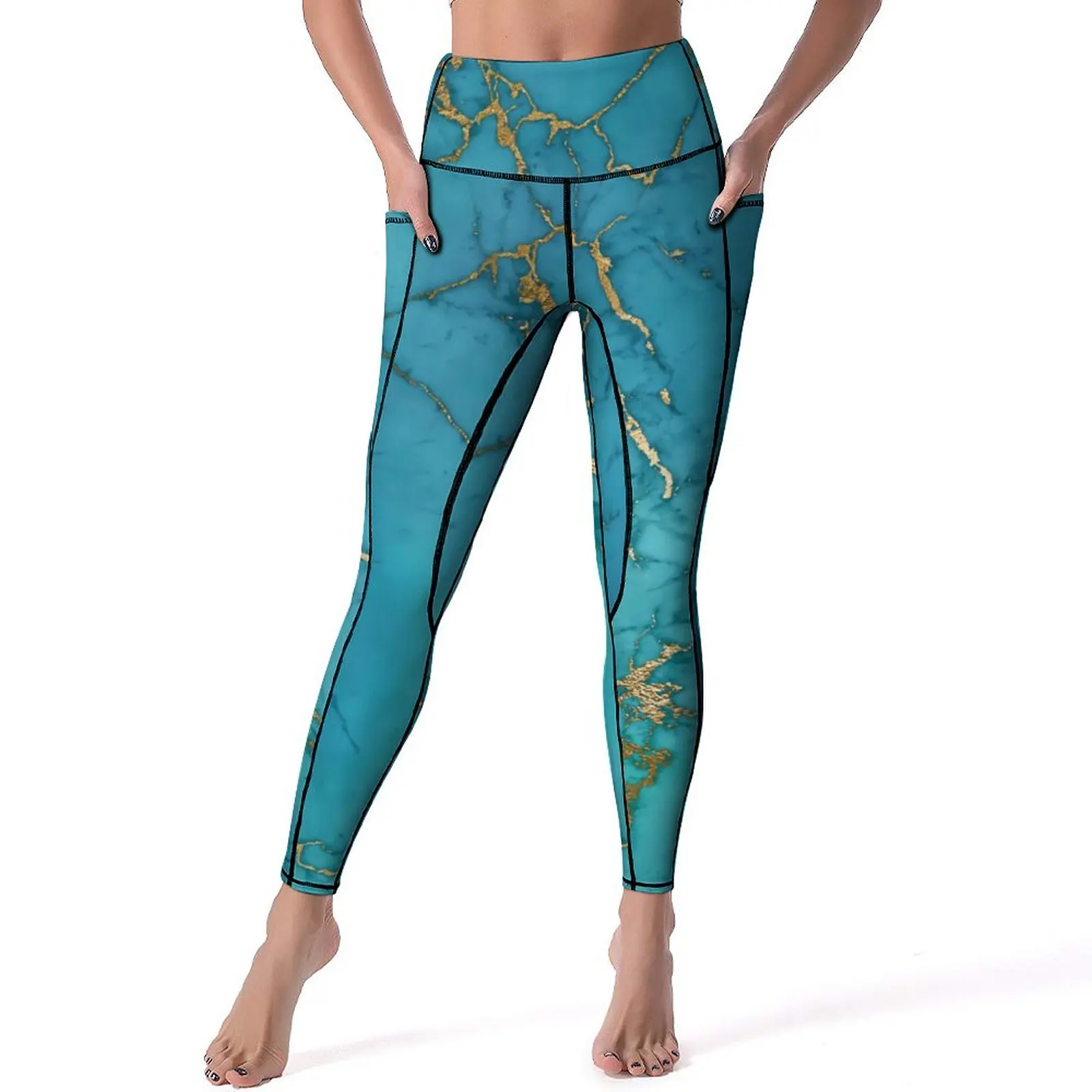 Blue Marble Leggings With Pockets Gold Metallic Stone Design Yoga Pants Push Up Gym Yoga Legging Elegant Stretchy Sport Pants
Blue Marble Leggings With Pockets Gold Metallic Stone Design Yoga Pants Push Up Gym Yoga Legging Elegant Stretchy Sport Pants