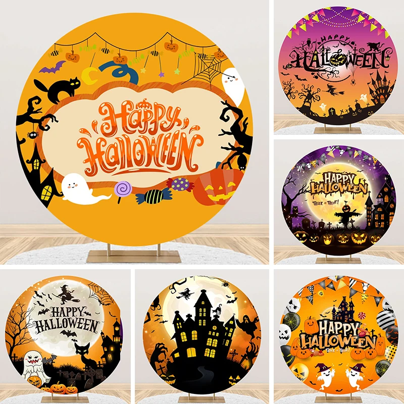 Grave Castle Pumpkins Lantern Halloween Party Round Backdrop Photography Kids Birthday Black Cat Ghost Circle Photo Background
Grave Castle Pumpkins Lantern Halloween Party Round Backdrop Photography Kids Birthday Black Cat Ghost Circle Photo Background