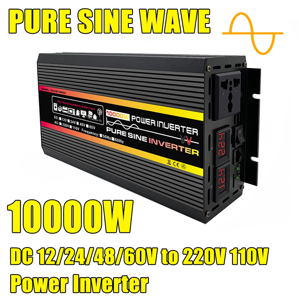 Pure Sine Wave Inverter Solar 12V 24V 48V 60V To 220V 110V 10000W Voltage Converter Transformer Solar Inverter for Car 60hz 50hz
Pure Sine Wave Inverter Solar 12V 24V 48V 60V To 220V 110V 10000W Voltage Converter Transformer Solar Inverter for Car 60hz 50hz