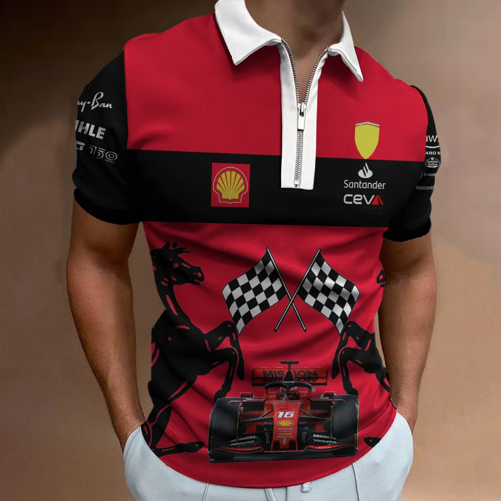 Красная футболка F1 Ferrari F1, мужская летняя модная футболка с 3D-принтом для гонок, футболка-поло оверсайз с круглым вырезом, Мужская футболка-поло на молнии
Красная футболка F1 Ferrari F1, мужская летняя модная футболка с 3D-принтом для гонок, футболка-поло оверсайз с круглым вырезом, Мужская футболка-поло на молнии