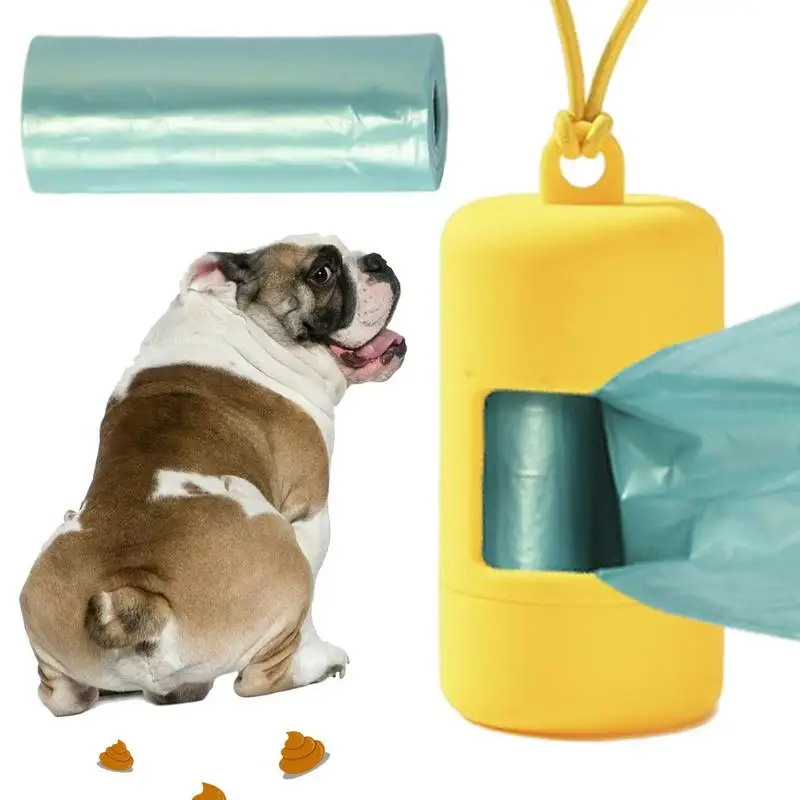

Dog Poop Bag Holder Pet Storage Carrier With Elastic Band For Poop Bags Pet Waste Bag Holder With 1 Roll Of Leak-Proof Poop Bags