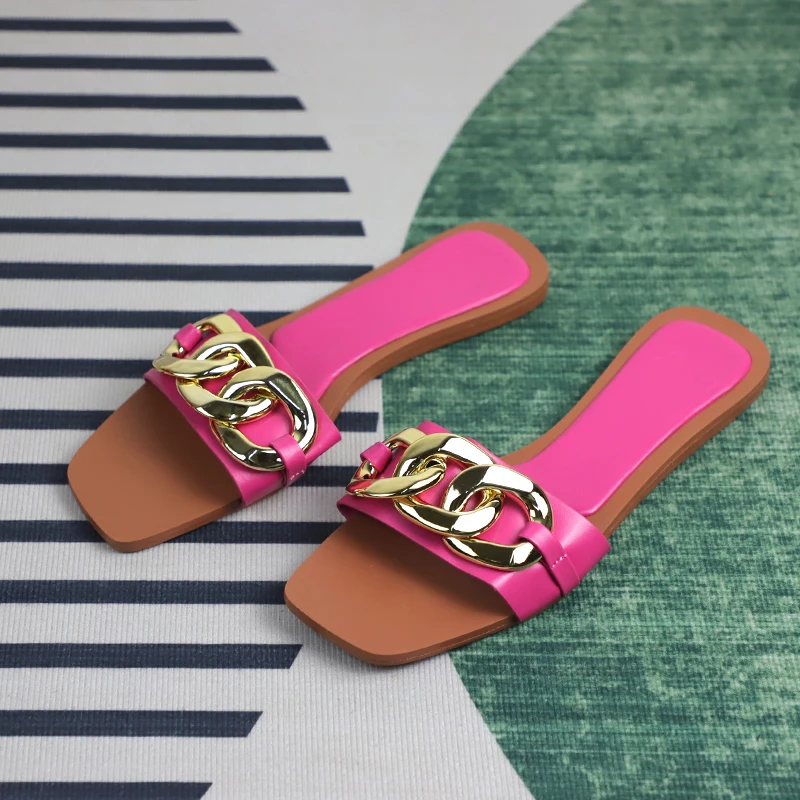 Women's Slippers Fashion Open-toed Flat Shoes 2023 New Summer Metal Buckle Design Outer Wear Comfortable Soft Women Flip Flops 
Women's Slippers Fashion Open-toed Flat Shoes 2023 New Summer Metal Buckle Design Outer Wear Comfortable Soft Women Flip Flops