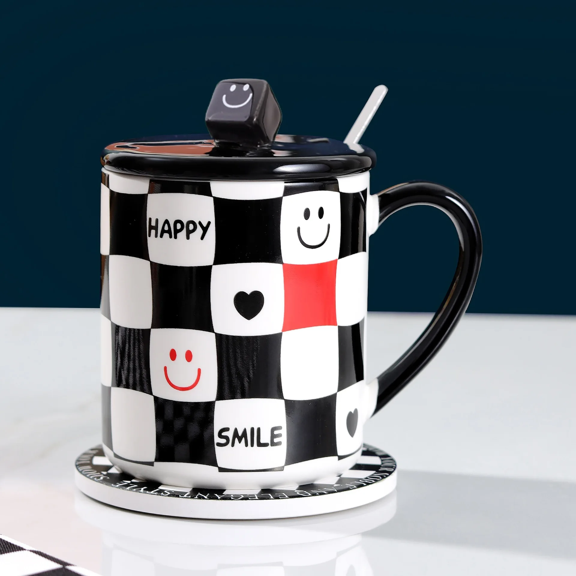 Lattice Mugs Interesting and Creative Checkerboard Style Ceramic Cup, Household StarBuck Style Coffee Cup with Cover and Spoon
Lattice Mugs Interesting and Creative Checkerboard Style Ceramic Cup, Household StarBuck Style Coffee Cup with Cover and Spoon
