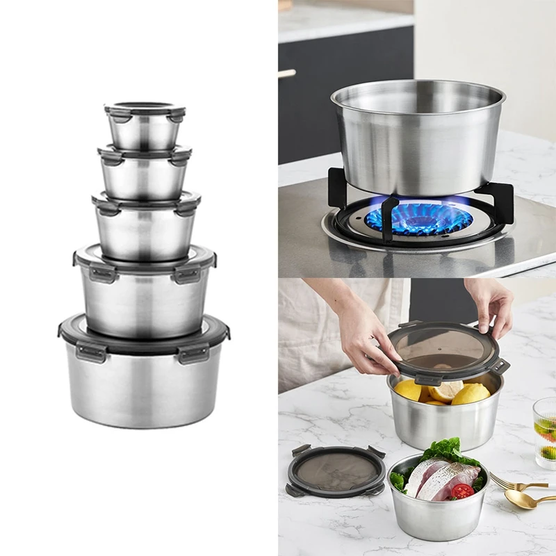 5Pcs Round Stainless Steel Refrigerator Food Storage Box Kitchen Microwave Heating Sealed Fresh-Keeping Box
5Pcs Round Stainless Steel Refrigerator Food Storage Box Kitchen Microwave Heating Sealed Fresh-Keeping Box