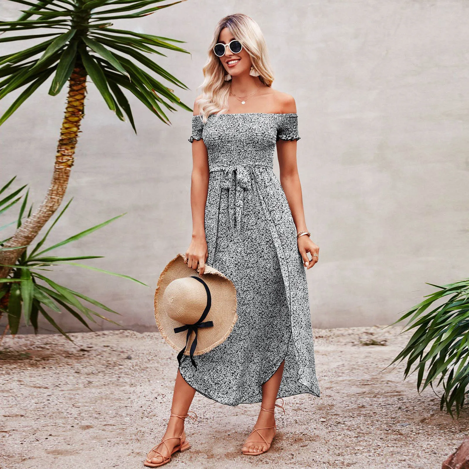 Women Summer Off Shoulder Short Sleeve High Waist Dresses A Women's Vintage Scoop Neck Embroide Half Sleeve Casual Swing Dress
Women Summer Off Shoulder Short Sleeve High Waist Dresses A Women's Vintage Scoop Neck Embroide Half Sleeve Casual Swing Dress