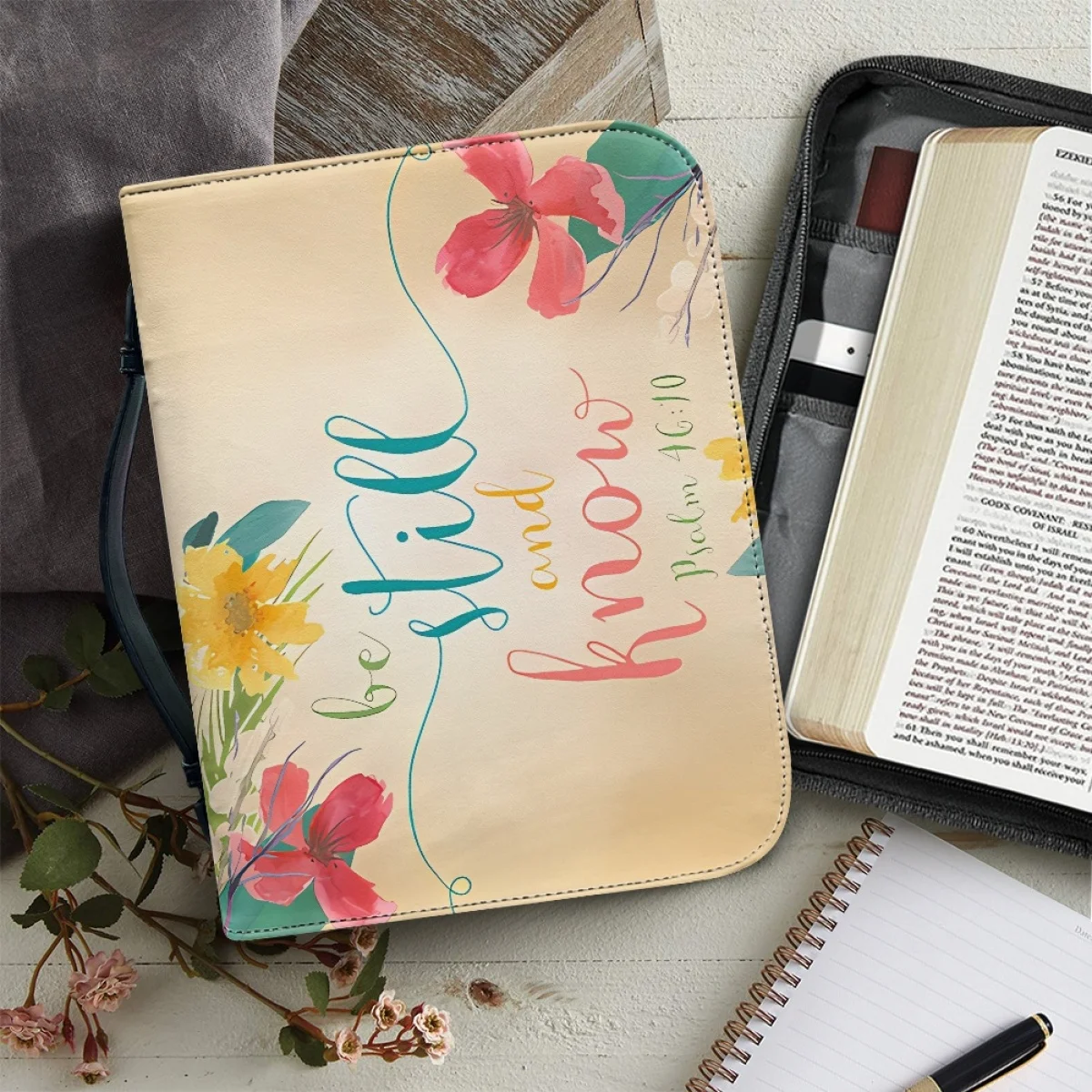 FORUDESIGNS Women's Bible Bag Christian Text Flower Design Study Book Holy Storage Boxes Zippered Handle Bible Case Pockets
FORUDESIGNS Women's Bible Bag Christian Text Flower Design Study Book Holy Storage Boxes Zippered Handle Bible Case Pockets