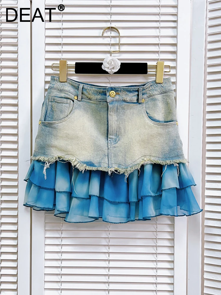 DEAT Women's Denim Skirt High Waist Do Old Blue Multilayer Ruffled Chiffon Wrap Hip Mini Skirts 2023 Summer New Fashion 29L1800
DEAT Women's Denim Skirt High Waist Do Old Blue Multilayer Ruffled Chiffon Wrap Hip Mini Skirts 2023 Summer New Fashion 29L1800