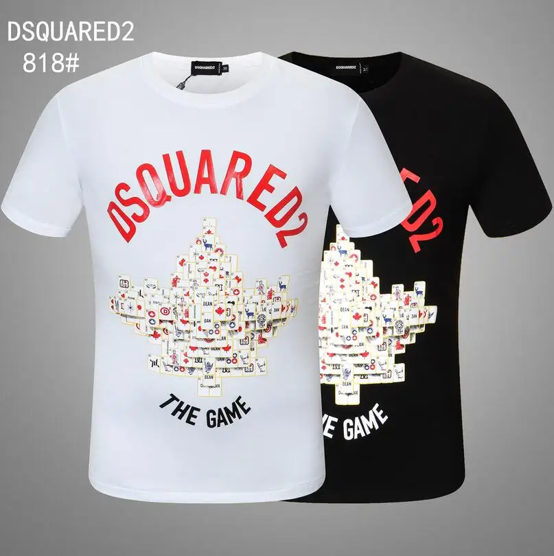 

Top Clothes Summer Dsquared2 Street Hip-Hop O-Neck Short-Sleeved T-shirt Cotton Locomotive Letter Printing DSQ2 Casual Tee Men
