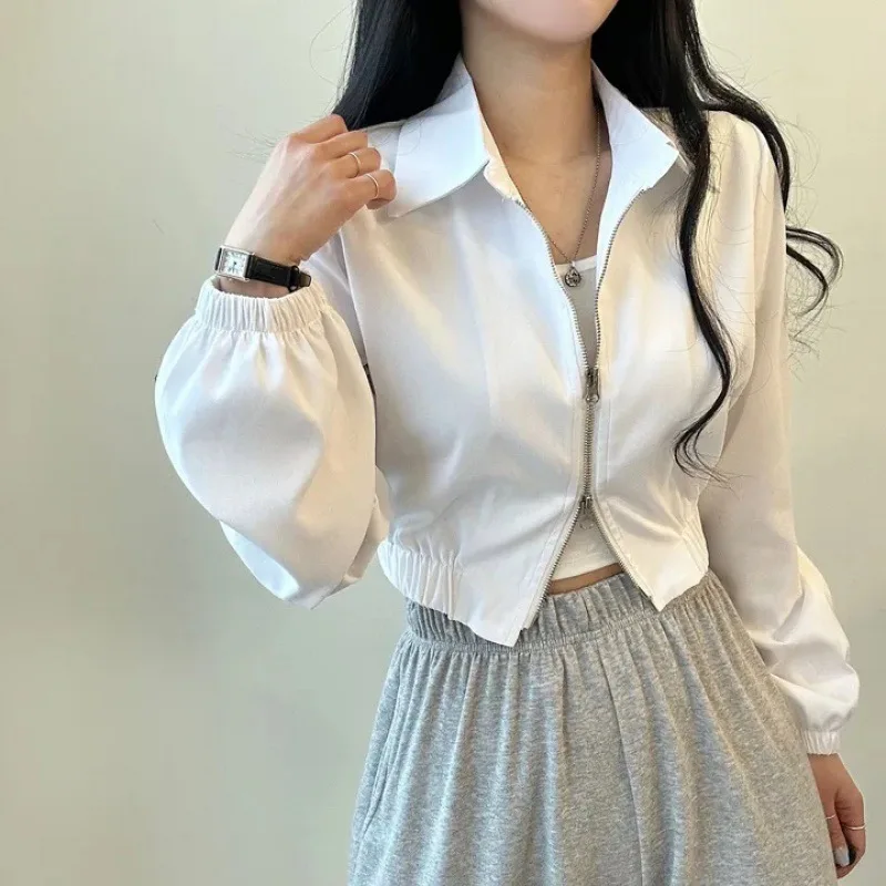 Short Double Zipper Blouse Women Blusas Mujer De Moda Casual Crop Top Black Roupas Femininas White Shirt Women Camisas Coat
Short Double Zipper Blouse Women Blusas Mujer De Moda Casual Crop Top Black Roupas Femininas White Shirt Women Camisas Coat