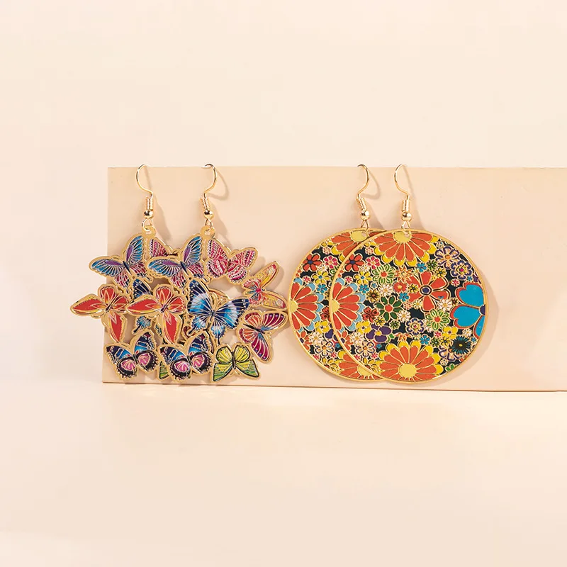 2022 Chinese Style Painted Earrings Metal Butterfly Round Colored Earrings Women's Trendy Earrings
2022 Chinese Style Painted Earrings Metal Butterfly Round Colored Earrings Women's Trendy Earrings