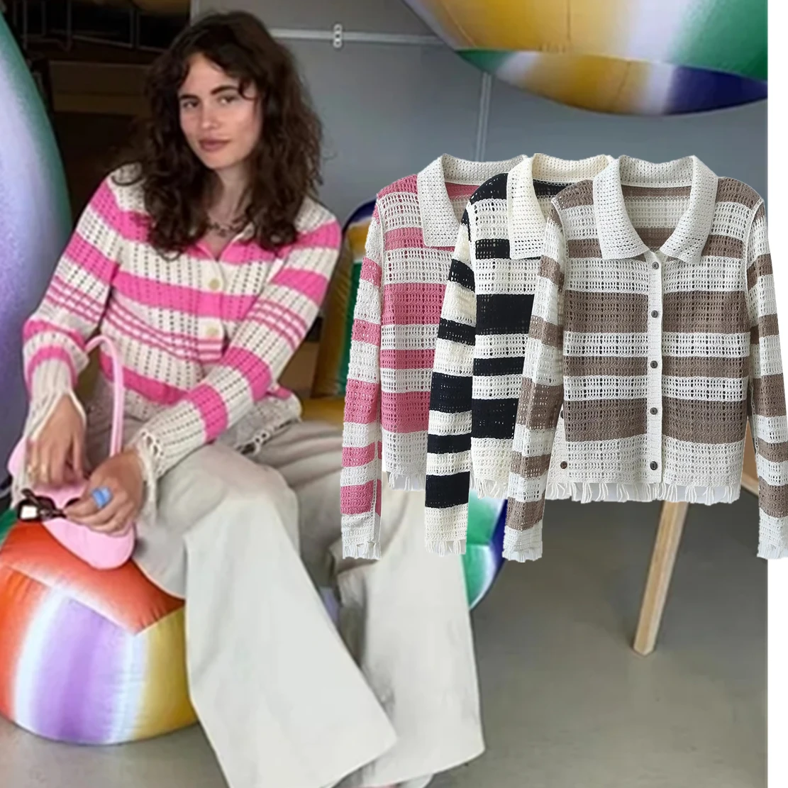 Elmsk 2023 Ins Fashion Blogger Retro Polo Collar Striped Tassles Long Sleeve Tshirts Women Tops
Elmsk 2023 Ins Fashion Blogger Retro Polo Collar Striped Tassles Long Sleeve Tshirts Women Tops