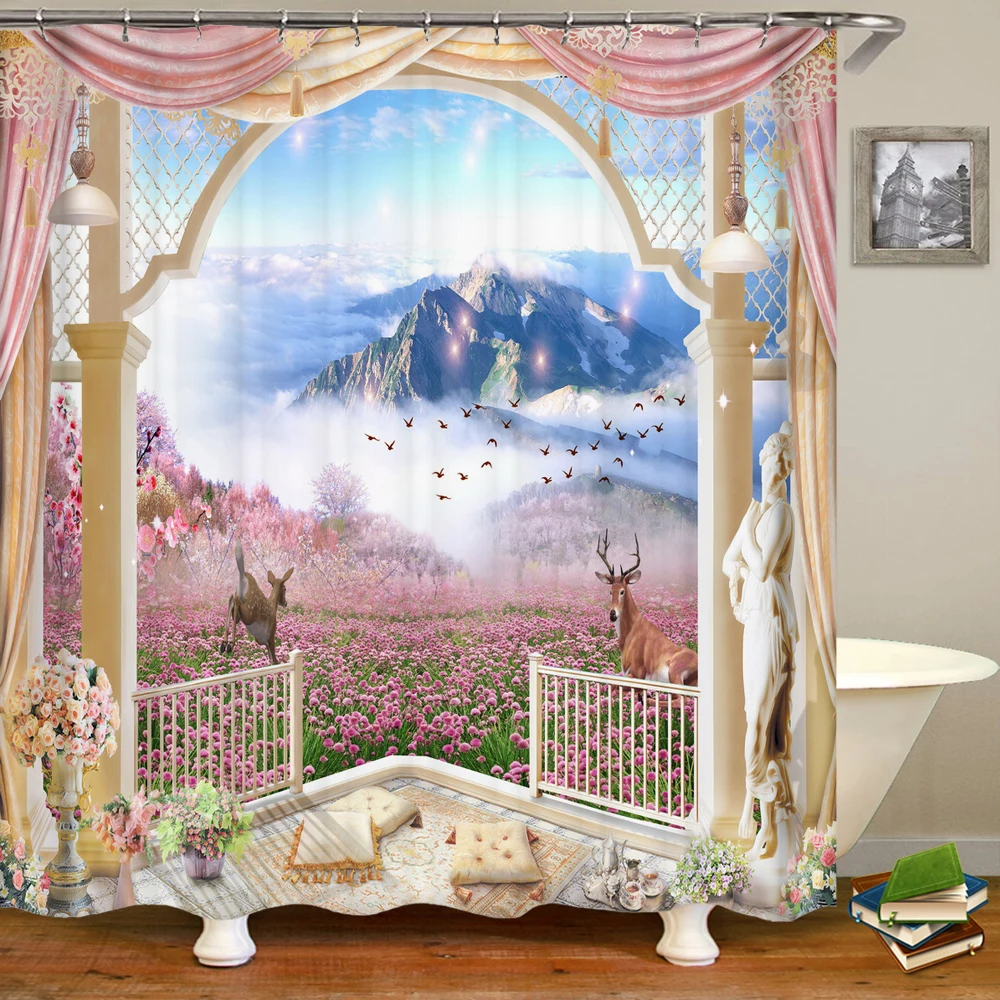 Европейская душевая занавеска с аркой, аксессуары для ванной комнаты, водонепроницаемая занавеска для ванной комнаты, домашний декор, в эст... 
Европейская душевая занавеска с аркой, аксессуары для ванной комнаты, водонепроницаемая занавеска для ванной комнаты, домашний декор, в эст...