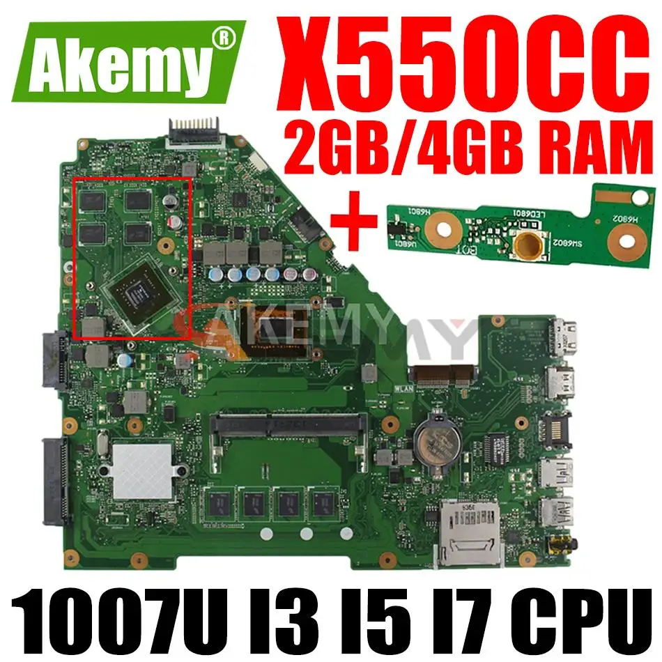X550CC Motherboard 2GB 4GB RAM 1007U I3 I5 I7 CPU GT720M GPU for ASUS Y581C X552C X550C X550CL A550C K550C Laotop Mainboard
X550CC Motherboard 2GB 4GB RAM 1007U I3 I5 I7 CPU GT720M GPU for ASUS Y581C X552C X550C X550CL A550C K550C Laotop Mainboard