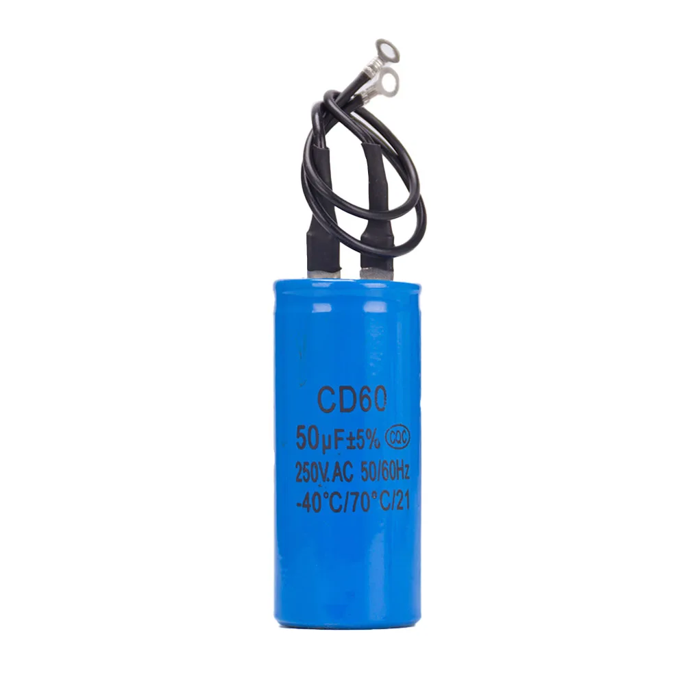 CD60 Run Capacitor 50uf/75uf 250V AC 50/60Hz With Wire Lead Run Blue Round Capacitor For Motor Insulation Plastic Capacitor
CD60 Run Capacitor 50uf/75uf 250V AC 50/60Hz With Wire Lead Run Blue Round Capacitor For Motor Insulation Plastic Capacitor