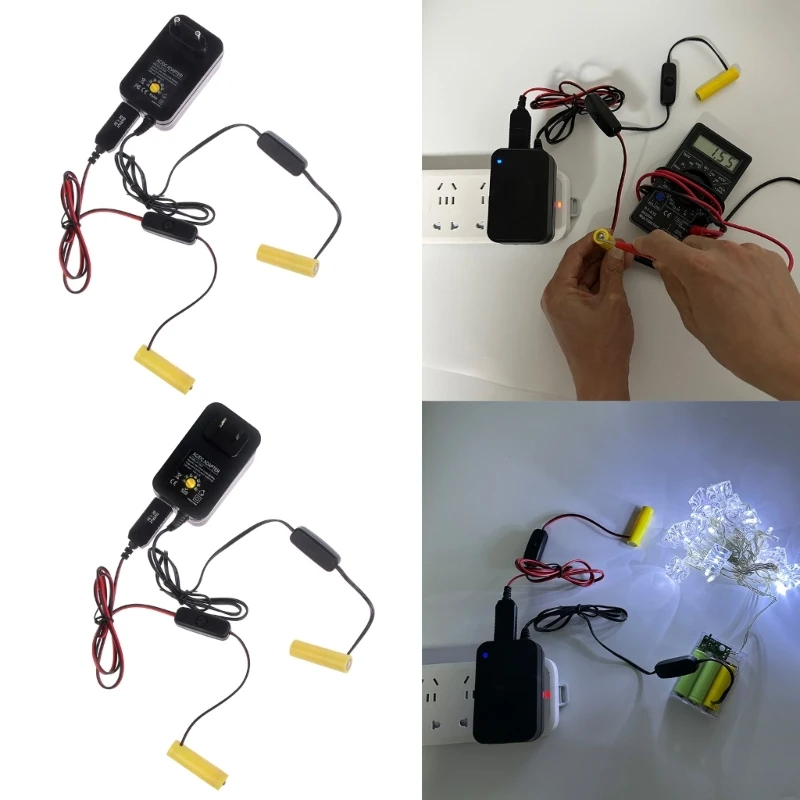 AA Eliminator AC-DC Power Supply Adjustable Voltage 1.5V 3V 4.5V 6V 9V 12V Adapter Replace 1AA to 8AA Batteries
AA Eliminator AC-DC Power Supply Adjustable Voltage 1.5V 3V 4.5V 6V 9V 12V Adapter Replace 1AA to 8AA Batteries