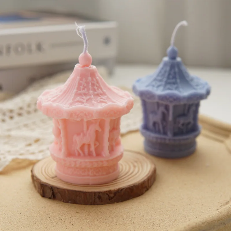 

Creative Carousel Shape Candle Making Silicone Molds DIY Handmade 3D Aromatherapy Epoxy Resin Plaster Clay Mould Cake Decoration