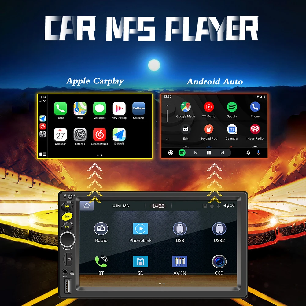 7in 2 DIN Car MP5 Player Bluetooth Touch Screen Stereo Radio W/Remote Control Car Electronics Car MP5 Player Reversing Camera
7in 2 DIN Car MP5 Player Bluetooth Touch Screen Stereo Radio W/Remote Control Car Electronics Car MP5 Player Reversing Camera