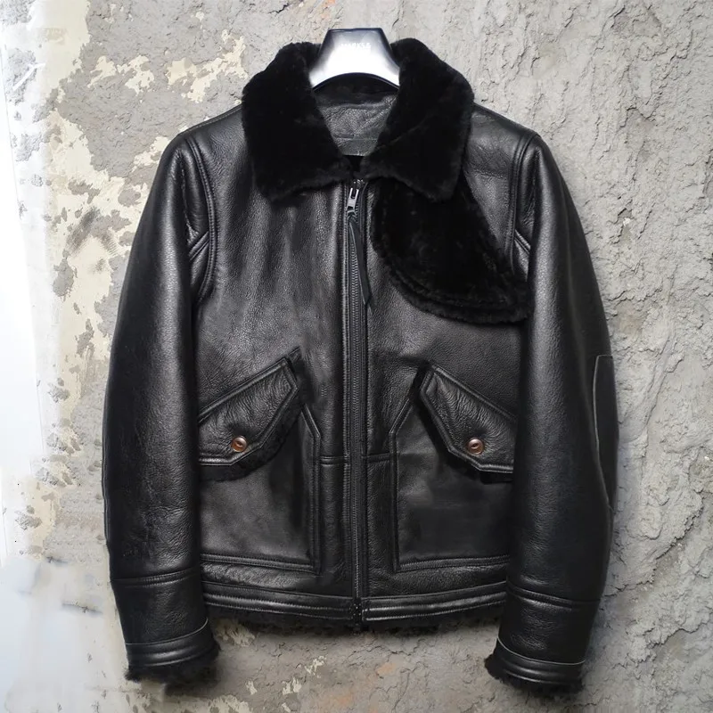 Leather Jacket for Men with Oversized Collar for Warmth and Warmth Protection. Men's Leather Jacket with Detachable Fur Collar
Leather Jacket for Men with Oversized Collar for Warmth and Warmth Protection. Men's Leather Jacket with Detachable Fur Collar