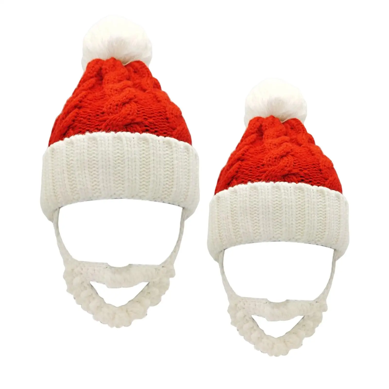 

Cute Winter Christmas Bearded Hat Knitted Crochet Warm Xmas Santa Claus Hat with Beard Headwear for Adult Kid