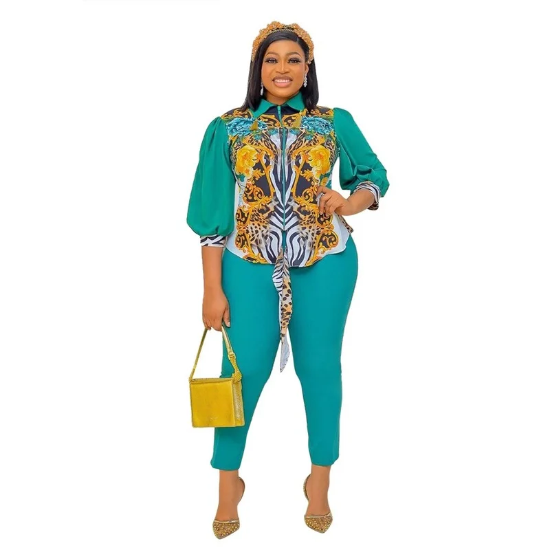 African Clothes Women Summer African Women Printing Polyester Two Pieces Sets Top and Long Pant African Women Suit
African Clothes Women Summer African Women Printing Polyester Two Pieces Sets Top and Long Pant African Women Suit