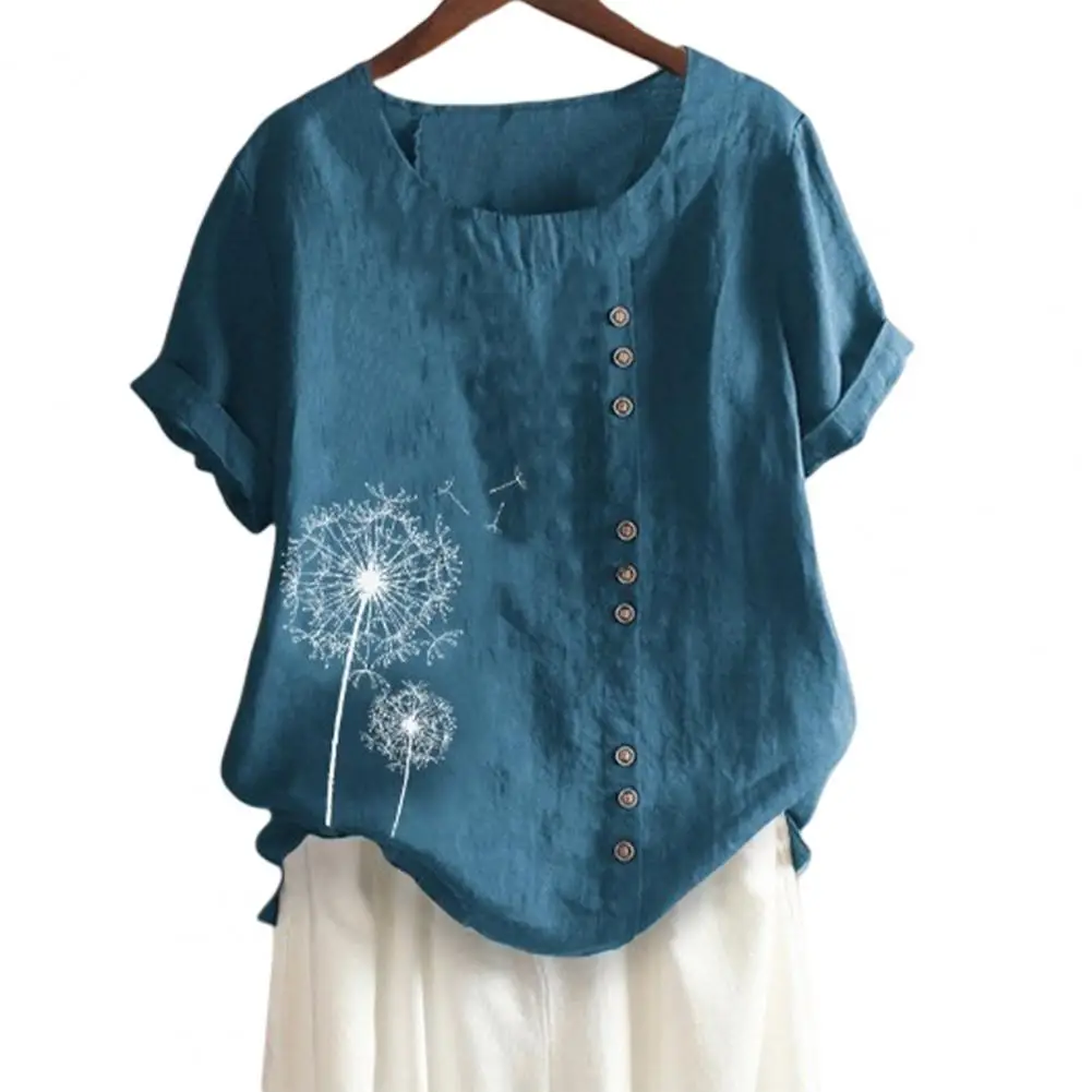 Women Shirts Dandelion Print Button Decor Round Neck Loose Gothic Cotton Linen Baggy Blouse Women Summer Loose Tee Tops
Women Shirts Dandelion Print Button Decor Round Neck Loose Gothic Cotton Linen Baggy Blouse Women Summer Loose Tee Tops