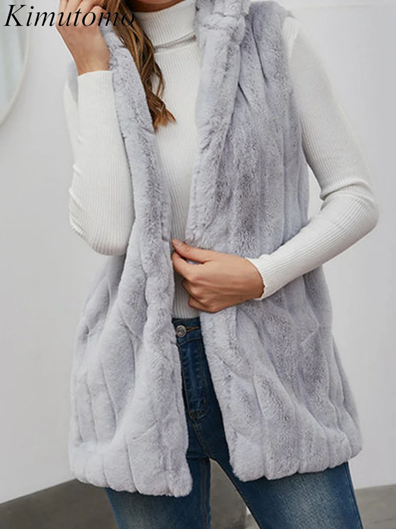 Винтажный свободный однотонный жилет Kimutomo с капюшоном из искусственного меха, женский элегантный мягкий Универсальный жилет средней длины... 
Винтажный свободный однотонный жилет Kimutomo с капюшоном из искусственного меха, женский элегантный мягкий Универсальный жилет средней длины...