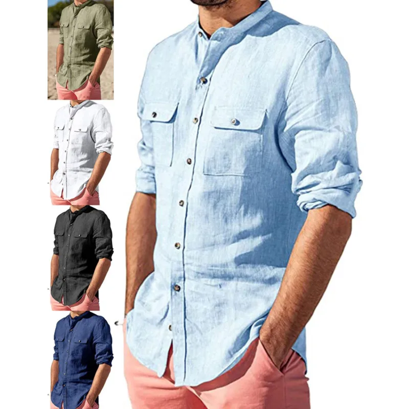 2022 New Winter Men's Linen Long Sleeve Shirt Solid Color Casual Turn-Down Collar With Pockets Tops Drop Shipping
2022 New Winter Men's Linen Long Sleeve Shirt Solid Color Casual Turn-Down Collar With Pockets Tops Drop Shipping