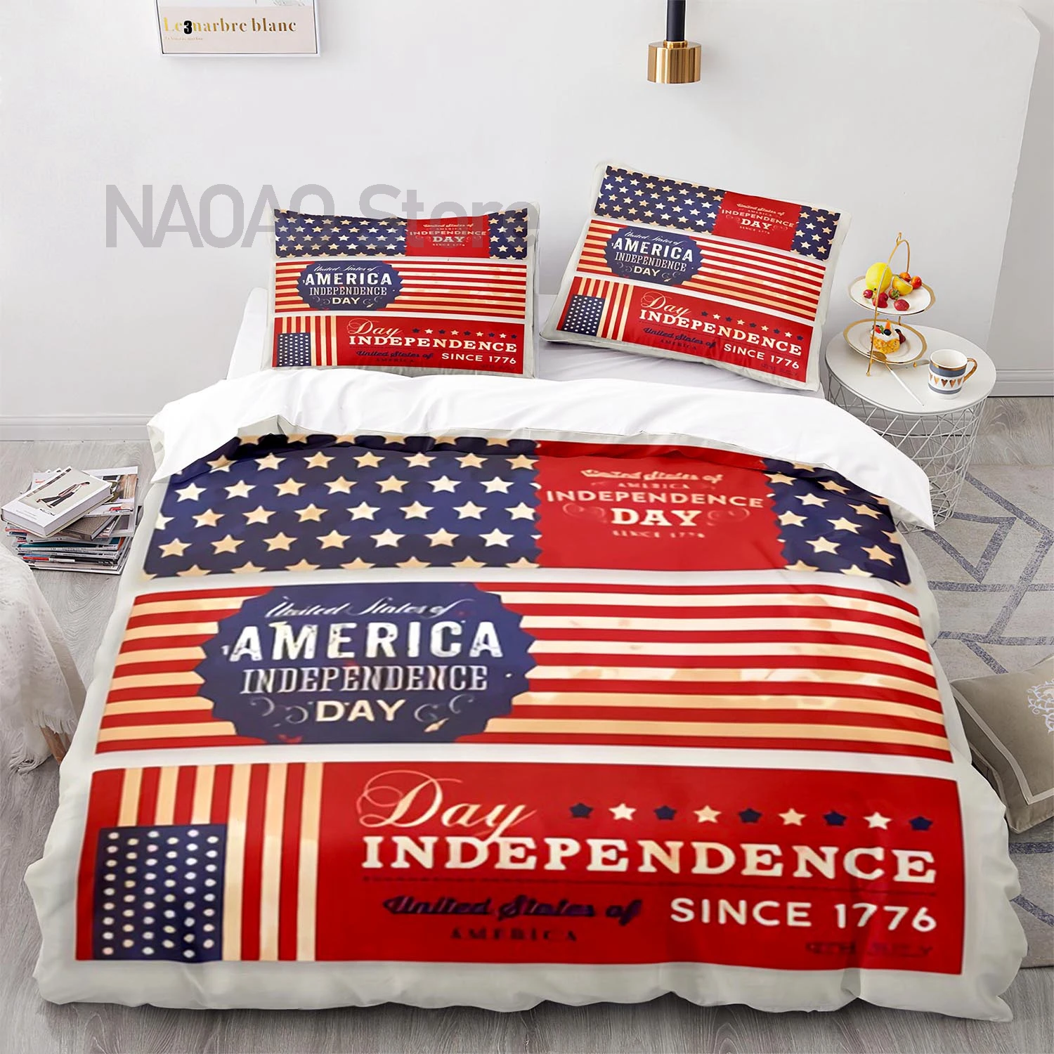 

Новый комплект постельного белья с флагом США, одинарный, двойной, полноразмерный, Королевский, большого размера, наборы постельного белья ...