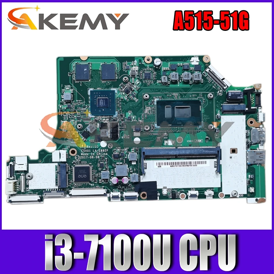 

For ACER Aspire A515-51 A315-53G i3-7100U Notebook Mainboard LA-E892P SR343 N16S-GTR-S-A2 DDR4 Laptop Motherboard