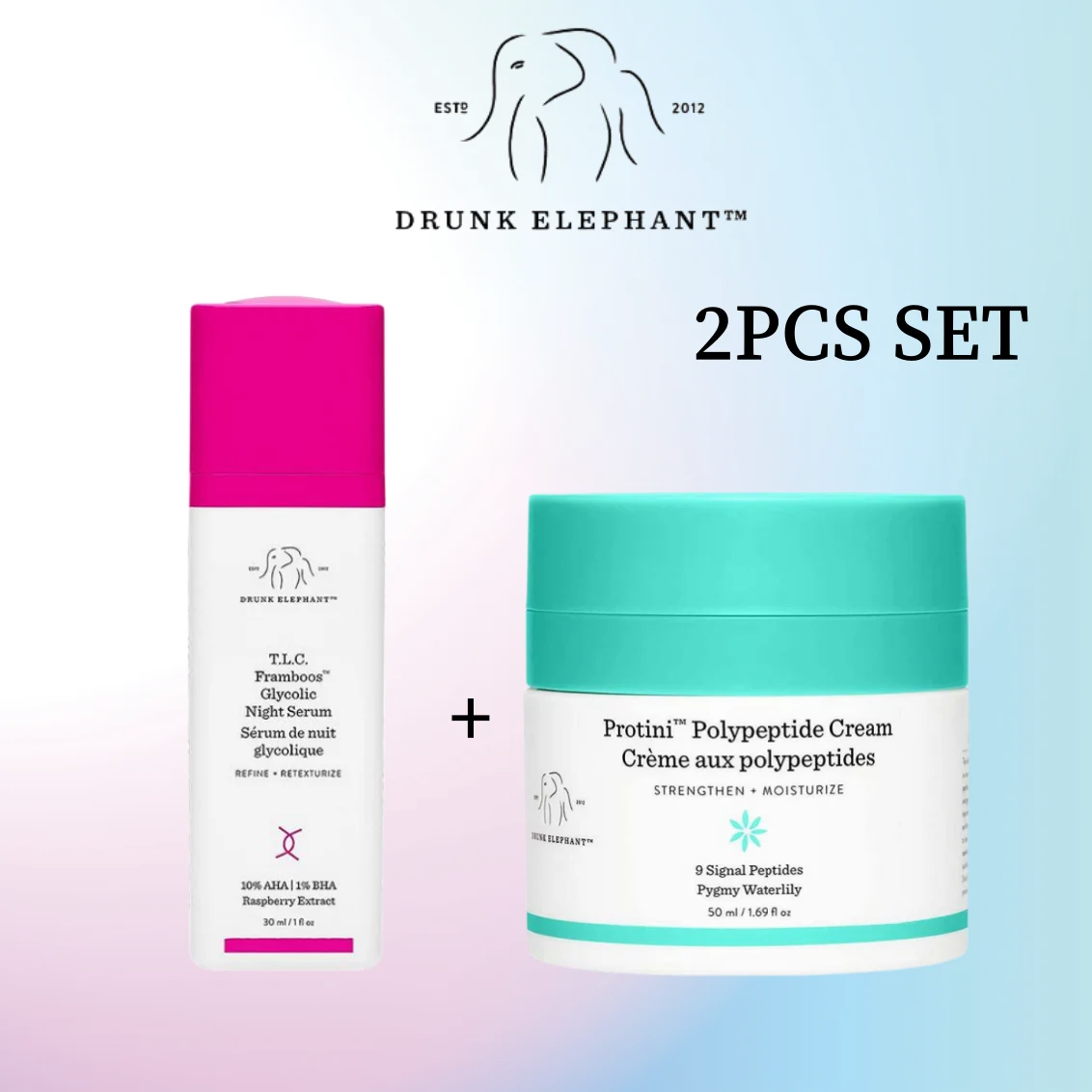2PCS Drunk Elephant Skin Care Set Protini Polypeptide Cream+TLC Framboos Glycolic Night Cream Night Skin Care Moisturizing
2PCS Drunk Elephant Skin Care Set Protini Polypeptide Cream+TLC Framboos Glycolic Night Cream Night Skin Care Moisturizing