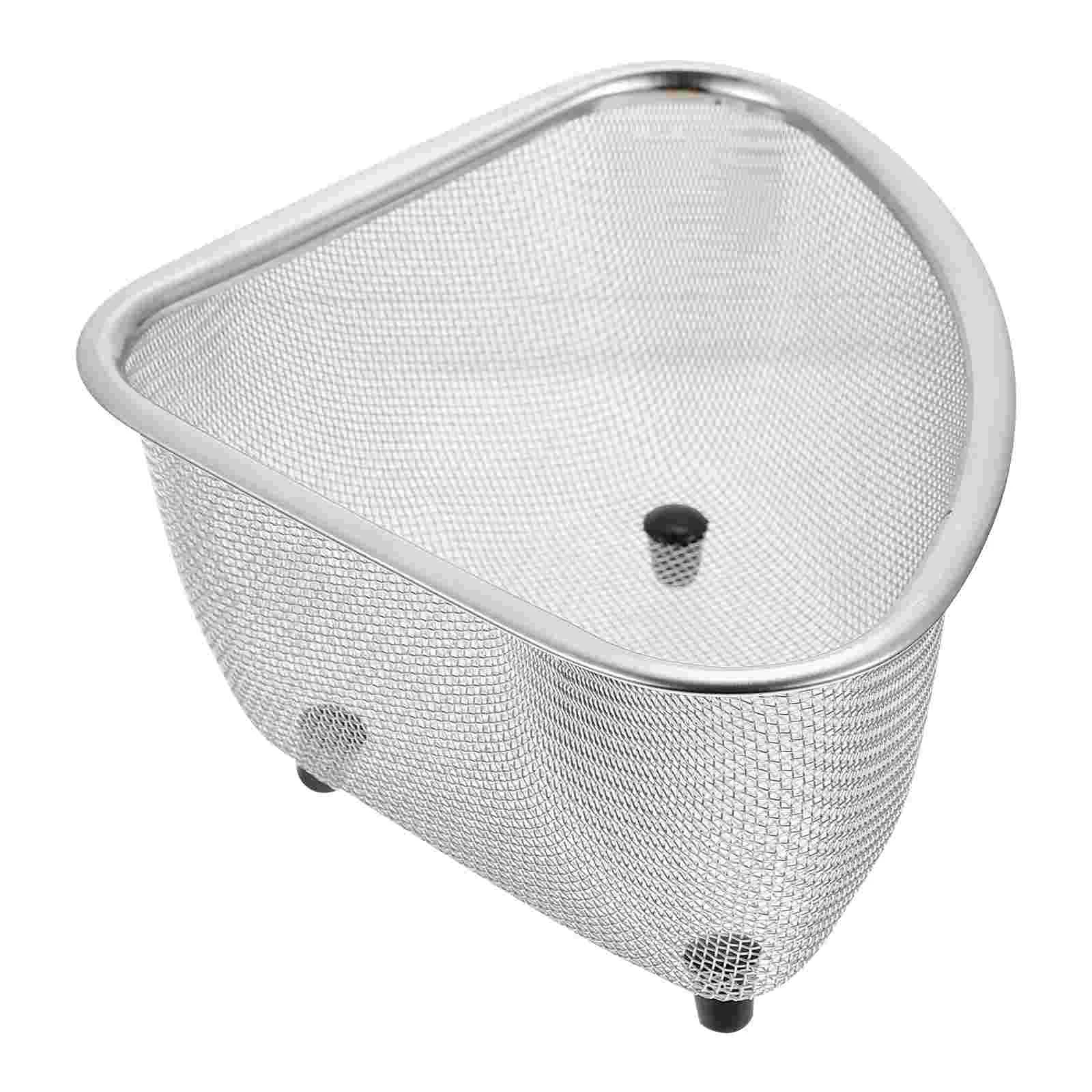 

Sink Basket Strainer Corner Colander Kitchen Mesh Drain Triangular Shelf Holder Storage Triangle Sponge Drainer Rack Steel