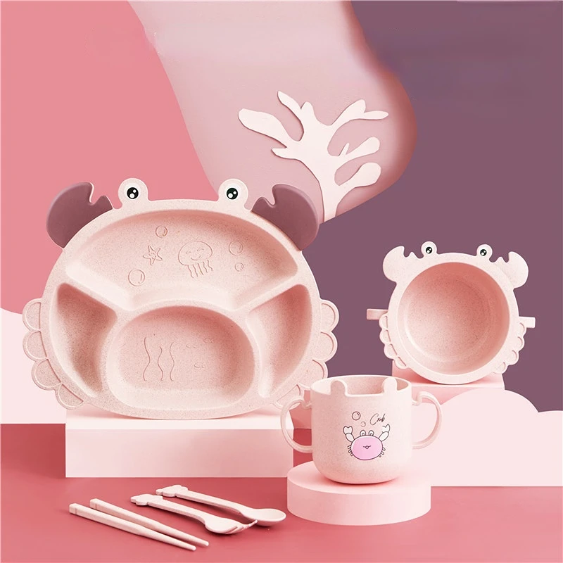 6/4Pcs Cartoon Crab Baby Tableware Set Plates Dinosaur Children Dishes Kid Dinnerware Anti-hot Training Food Bowl Spoon Fork
6/4Pcs Cartoon Crab Baby Tableware Set Plates Dinosaur Children Dishes Kid Dinnerware Anti-hot Training Food Bowl Spoon Fork