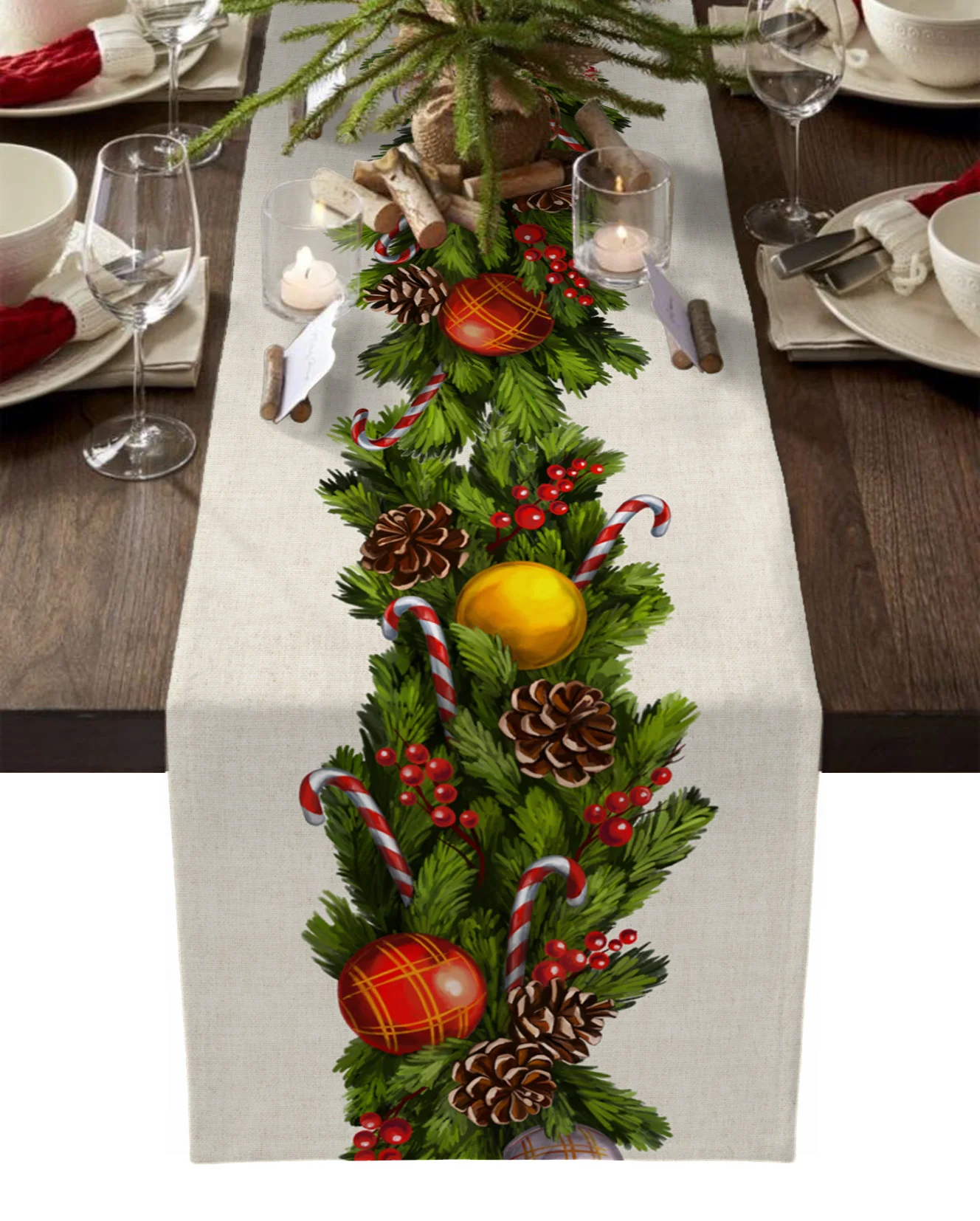 Christmas Ball Berries Pine Cones Table Runner Home Wedding Banquet Festival Party Hotel Table Decoration Table Cover
Christmas Ball Berries Pine Cones Table Runner Home Wedding Banquet Festival Party Hotel Table Decoration Table Cover