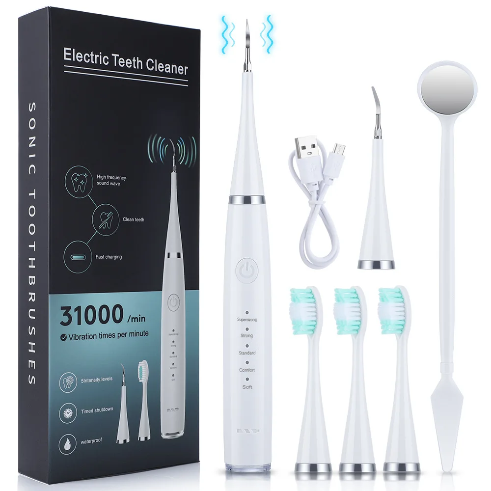 Electric Toothbrush Tooth Scaler Remove Tartar Waterproof 6 IN 1 Tooth Cleaner Vibration USB Charging Replaceable Head SU493
Electric Toothbrush Tooth Scaler Remove Tartar Waterproof 6 IN 1 Tooth Cleaner Vibration USB Charging Replaceable Head SU493