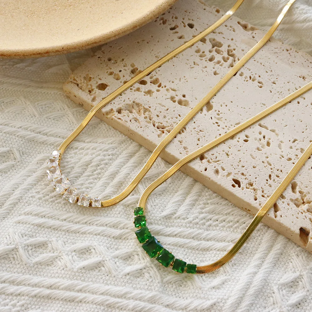 SITA 316L Stainless Steel Green White Crystal Zircon Necklace For Women Earrings Luxury Design Snake Flat Chain Wedding Gift
SITA 316L Stainless Steel Green White Crystal Zircon Necklace For Women Earrings Luxury Design Snake Flat Chain Wedding Gift