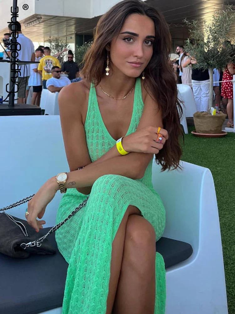 Cryptographic Sleeveless Knitted Slit Maxi Dress for Women Elegant Outfits Summer Sexy Backless Lace Up Green Dresses Party Club
Cryptographic Sleeveless Knitted Slit Maxi Dress for Women Elegant Outfits Summer Sexy Backless Lace Up Green Dresses Party Club