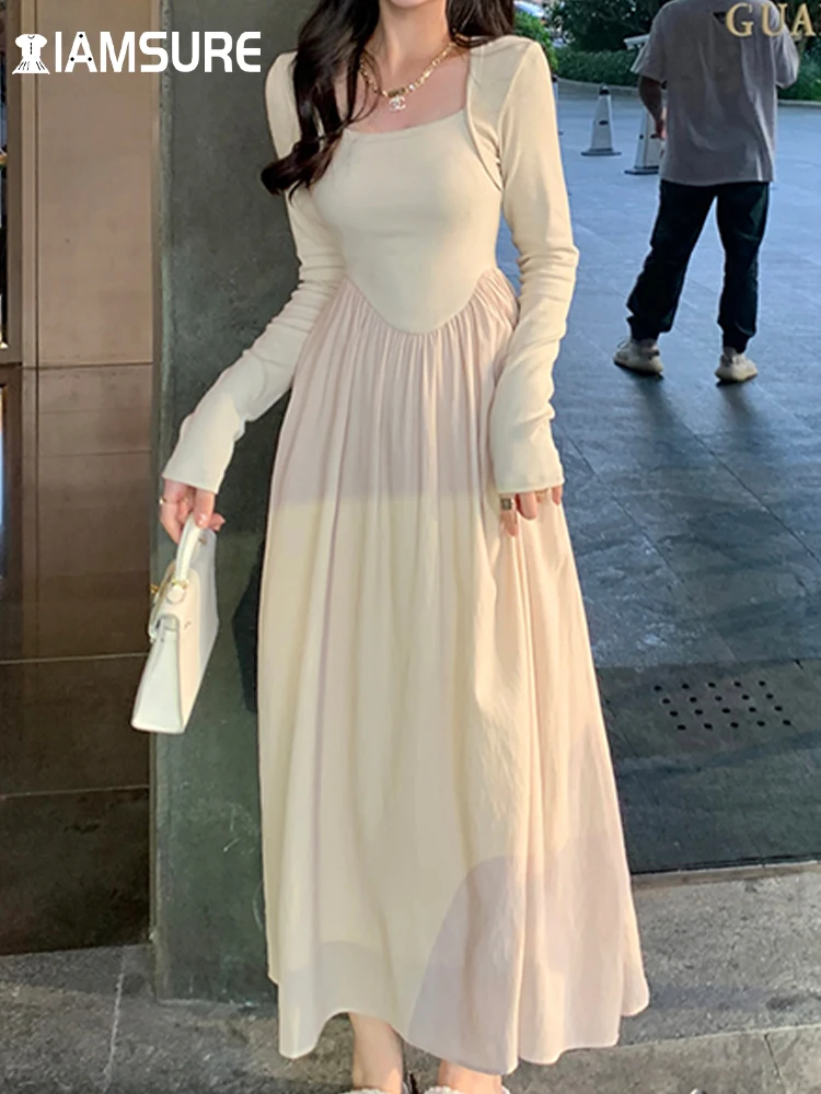 IAMSURE Vintage Basic Solid A-Line Long Dress Elegant Slim Hollow Out Square Collar Maxi Dresses For Women 2022 Autumn Wintter
IAMSURE Vintage Basic Solid A-Line Long Dress Elegant Slim Hollow Out Square Collar Maxi Dresses For Women 2022 Autumn Wintter