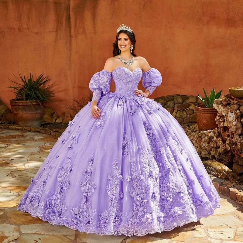 Lavender Sweetheart puff Sleeves Quinceanera Dresses Lace Appliques Birthday Party Ball Gown Princess Sweet Glitter Vestido De
Lavender Sweetheart puff Sleeves Quinceanera Dresses Lace Appliques Birthday Party Ball Gown Princess Sweet Glitter Vestido De
