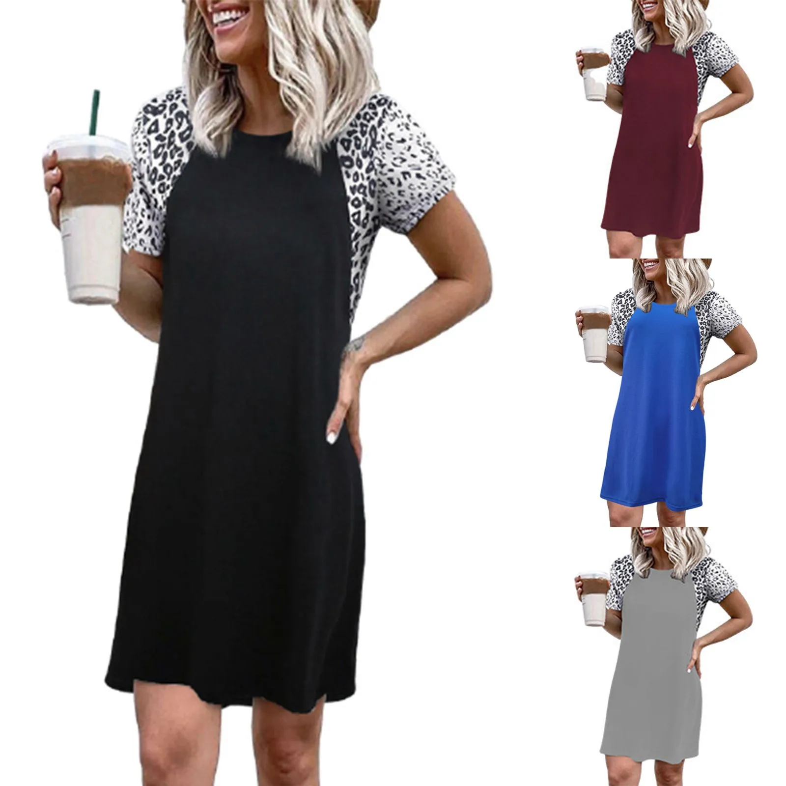 Sleeve Lounge Short Shirts Leopard Womens O Wear Loose Dress Casual Neck Comfy Women's Dress
Sleeve Lounge Short Shirts Leopard Womens O Wear Loose Dress Casual Neck Comfy Women's Dress