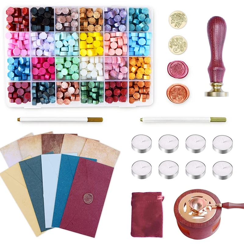 Wax Sealing Kit, 24 Colors / 1624 Wax Sealing Beads, With 2 Wax Sealing Stamps, Sealing Wax Heater,Craft Wax Sealing Kit
Wax Sealing Kit, 24 Colors / 1624 Wax Sealing Beads, With 2 Wax Sealing Stamps, Sealing Wax Heater,Craft Wax Sealing Kit