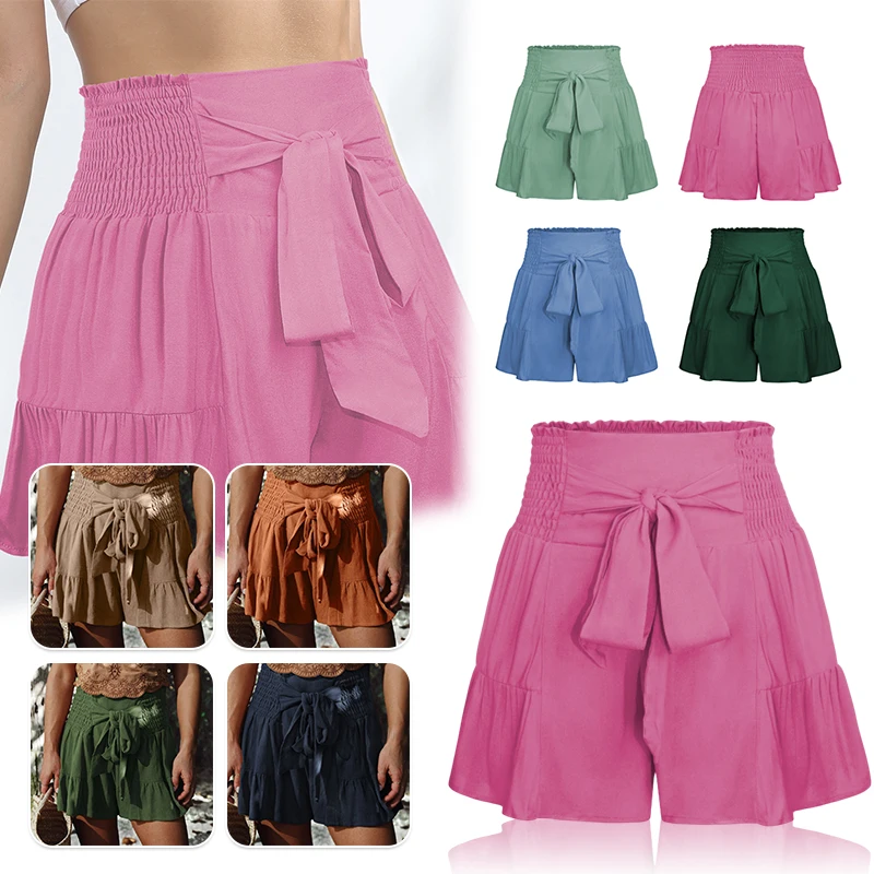 Women Wide Leg Casual Shorts Summer All-Match Bow Tie Lace Loose Shorts Ruffle High Elastic Waist Daily Beach Holiday Wear
Women Wide Leg Casual Shorts Summer All-Match Bow Tie Lace Loose Shorts Ruffle High Elastic Waist Daily Beach Holiday Wear